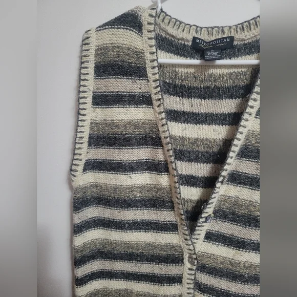 GUC- Metropolitan New York 10001  Cardigan / Sweater Button Down Striped Wool - Picture 4 of 7